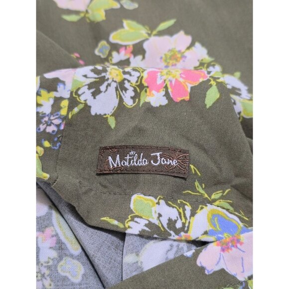 Matilda Jane Womens Olive Green Floral Wide Leg Jumpsuit Sleeveless Rayon Size M - Picture 11 of 14
